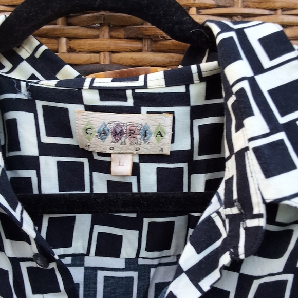 Vintage Campia Moda Modernist Old Tv Box Print Deco Style Short Sleeve Shirt L - Picture 5 of 11